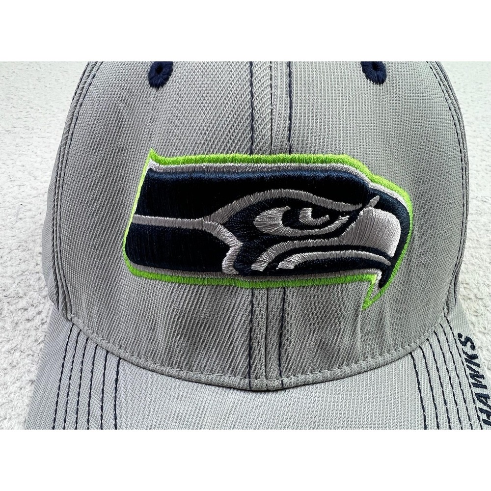Seattle Seahawks Hat Cap Strap Back Mens One Size Gray NFL Football Embroidered - Picture 5 of 9